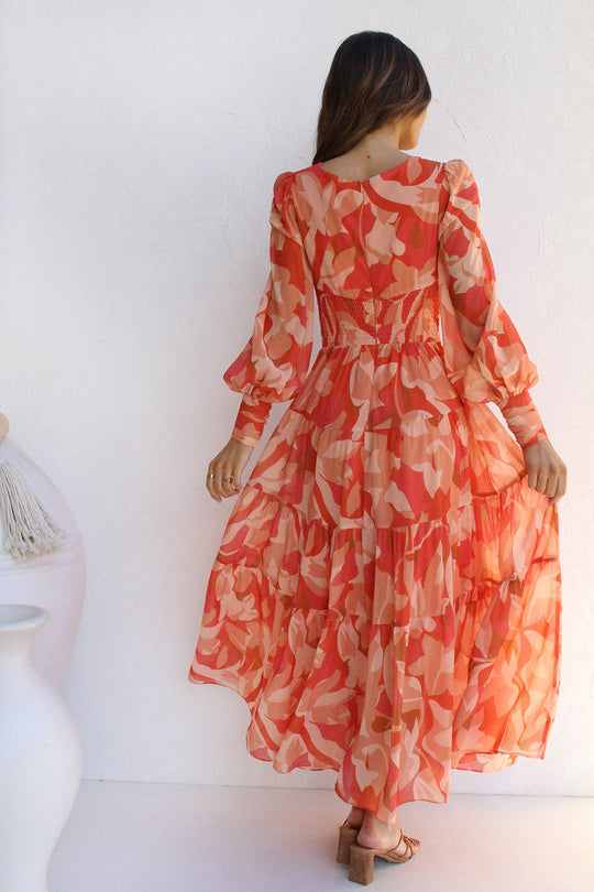 Damen Sommer-Wickelkleid mit V-Ausschnitt und langen Ärmeln