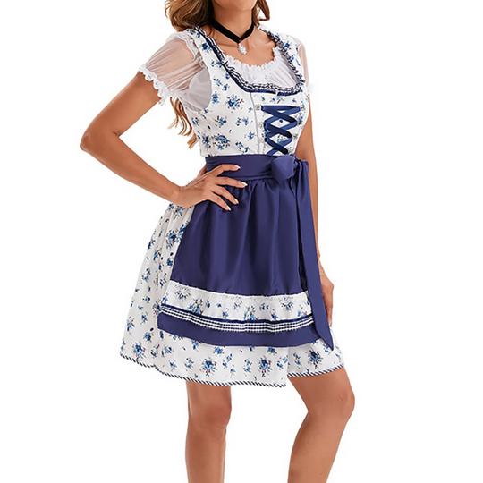 Damen Elegantes Schulterfreies Dirndl Kleid | Oktoberfest Trachtenkleid