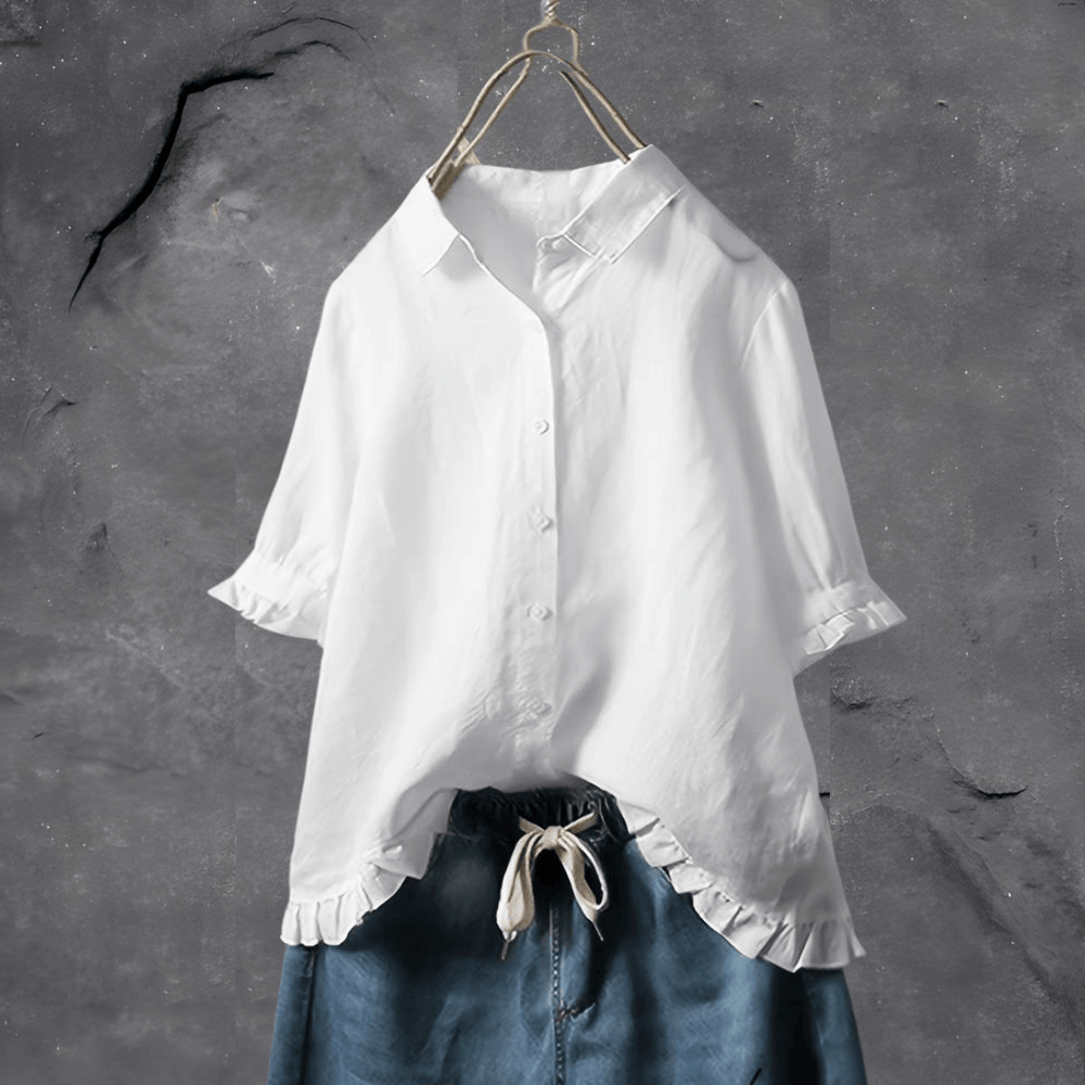 Gerüschte Geknöpfte Bluse für Damen