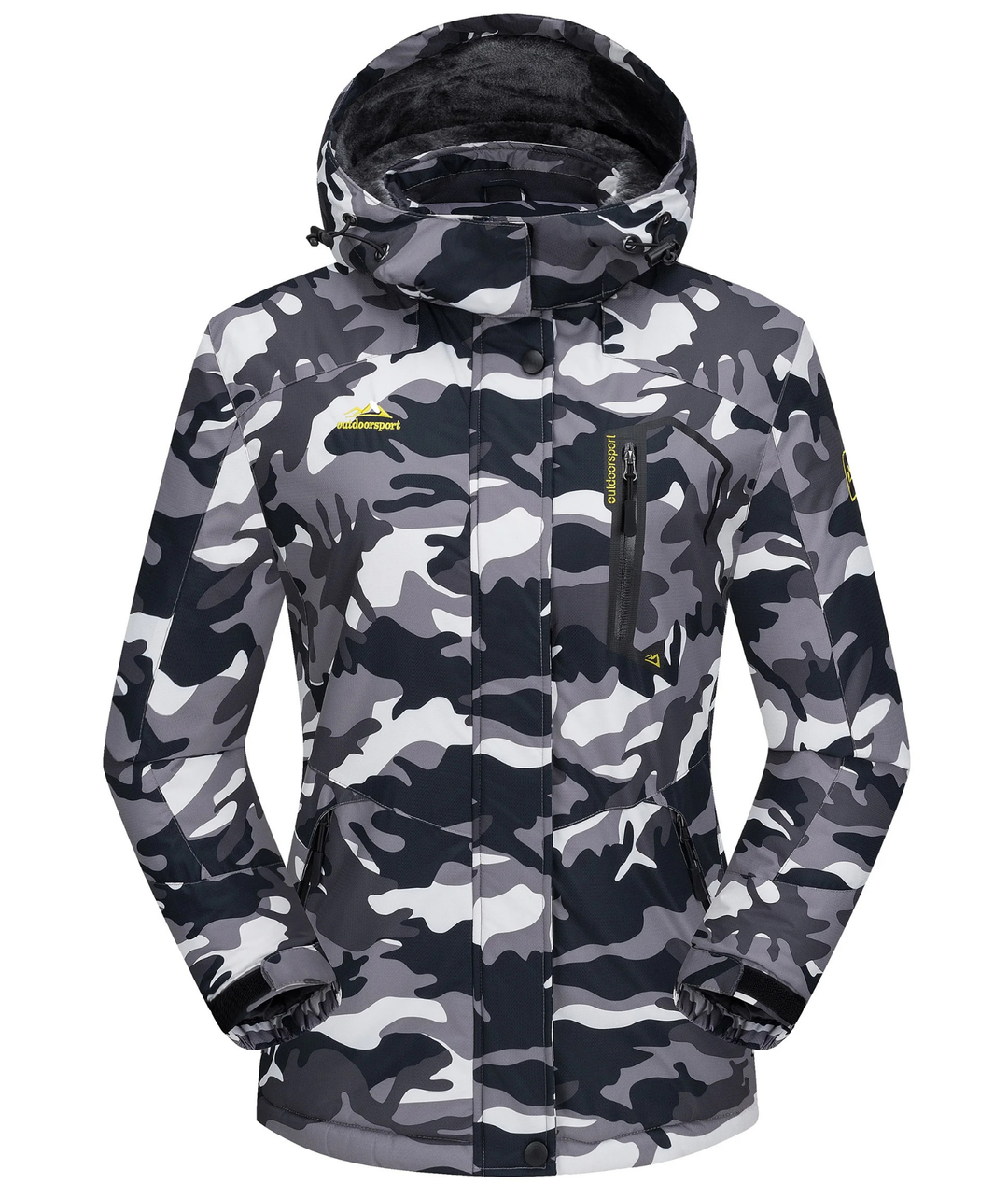 Damen Winter Skijacke | Outdoorjacke mit Kapuze und Reißverschluss