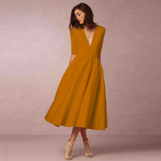 Damen Elegantes Midi Abendkleid | Glamourös für Hochzeiten