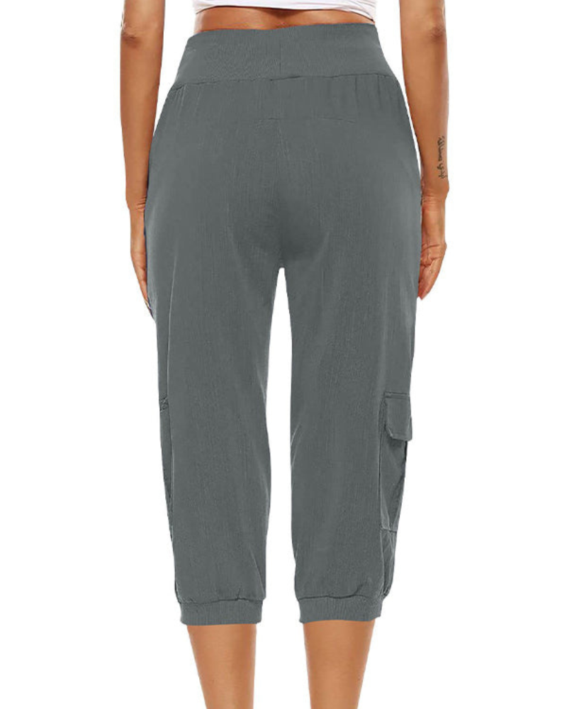 Damen Caprihose mit Komfortbund | Leichte Freizeit Cargohose