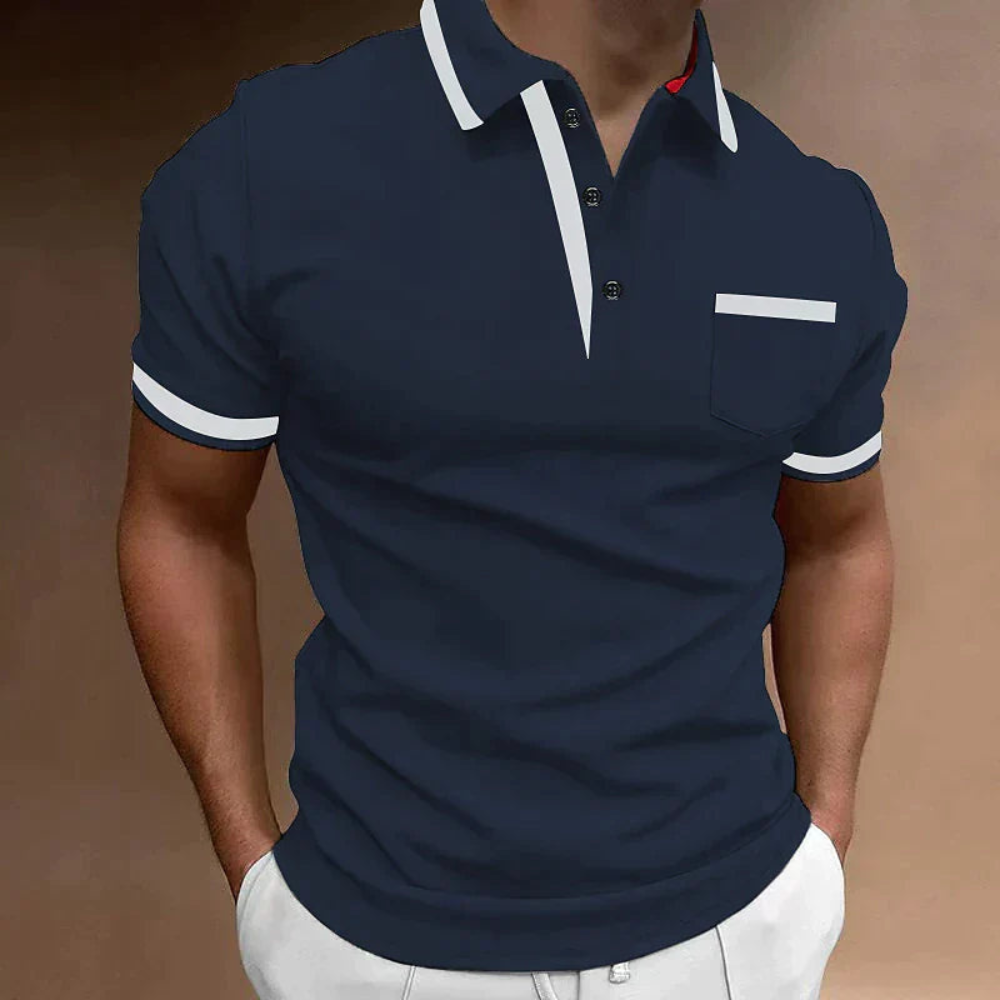 Herren Poloshirt mit Kontrastdetails | Klassisch & Figurbetont mit Brusttasche
