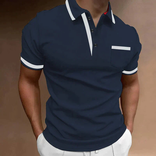 Herren Poloshirt mit Kontrastdetails | Klassisch & Figurbetont mit Brusttasche