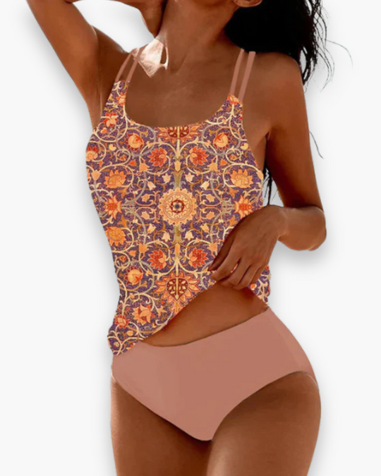 Damen Bequemer Gedruckter Tankini | Bauchweg Design