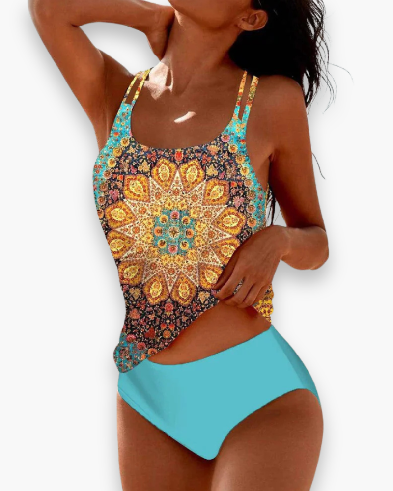Damen Bequemer Gedruckter Tankini | Bauchweg Design