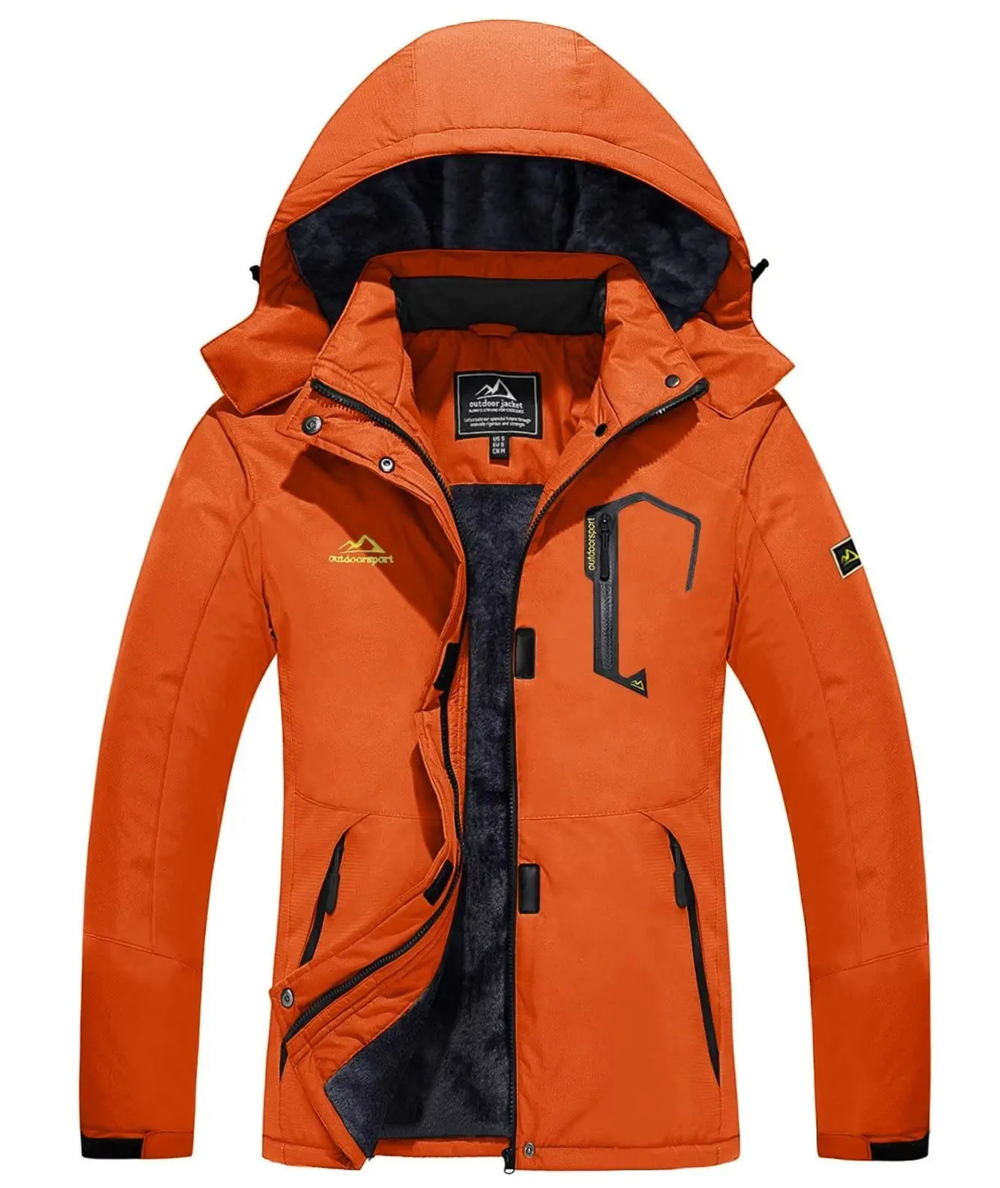 Damen Winter Skijacke | Outdoorjacke mit Kapuze und Reißverschluss