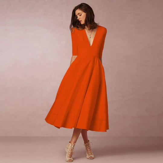 Damen Elegantes Midi Abendkleid | Glamourös für Hochzeiten