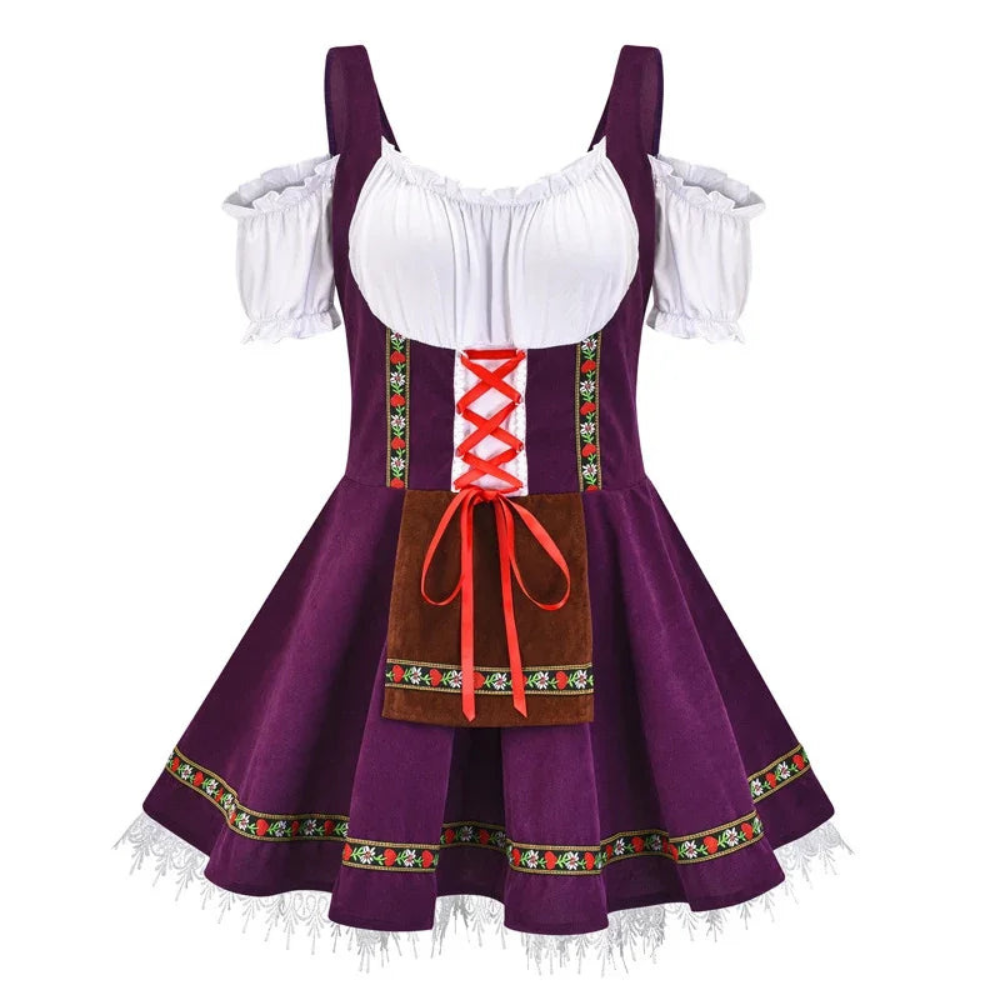 Damen Elegantes Mini Dirndlkleid | Trachtenkleid für Oktoberfest