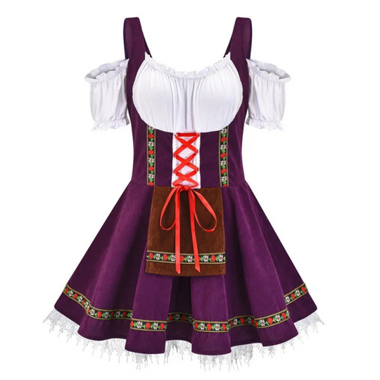 Damen Elegantes Mini Dirndlkleid | Trachtenkleid für Oktoberfest