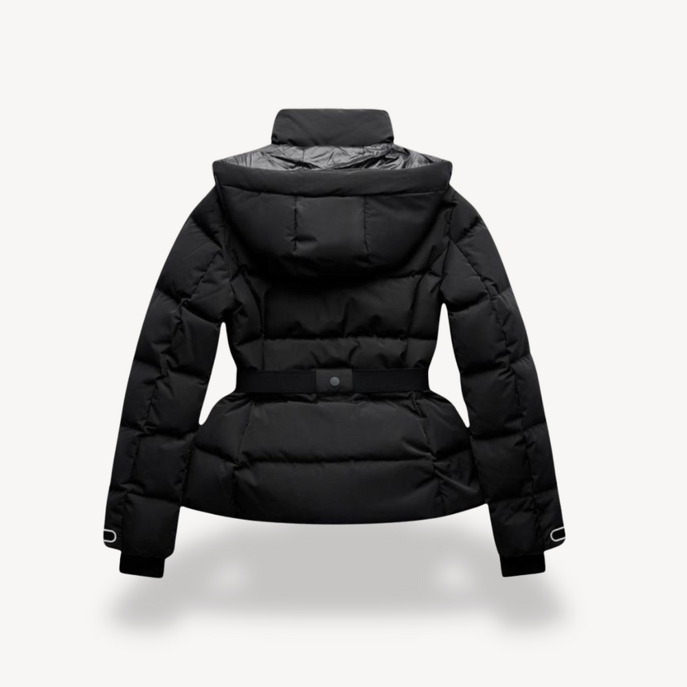 Winterjacke Damen Kurz | Gepolsterte Jacke Mit Gürtel und Hohem Kragen