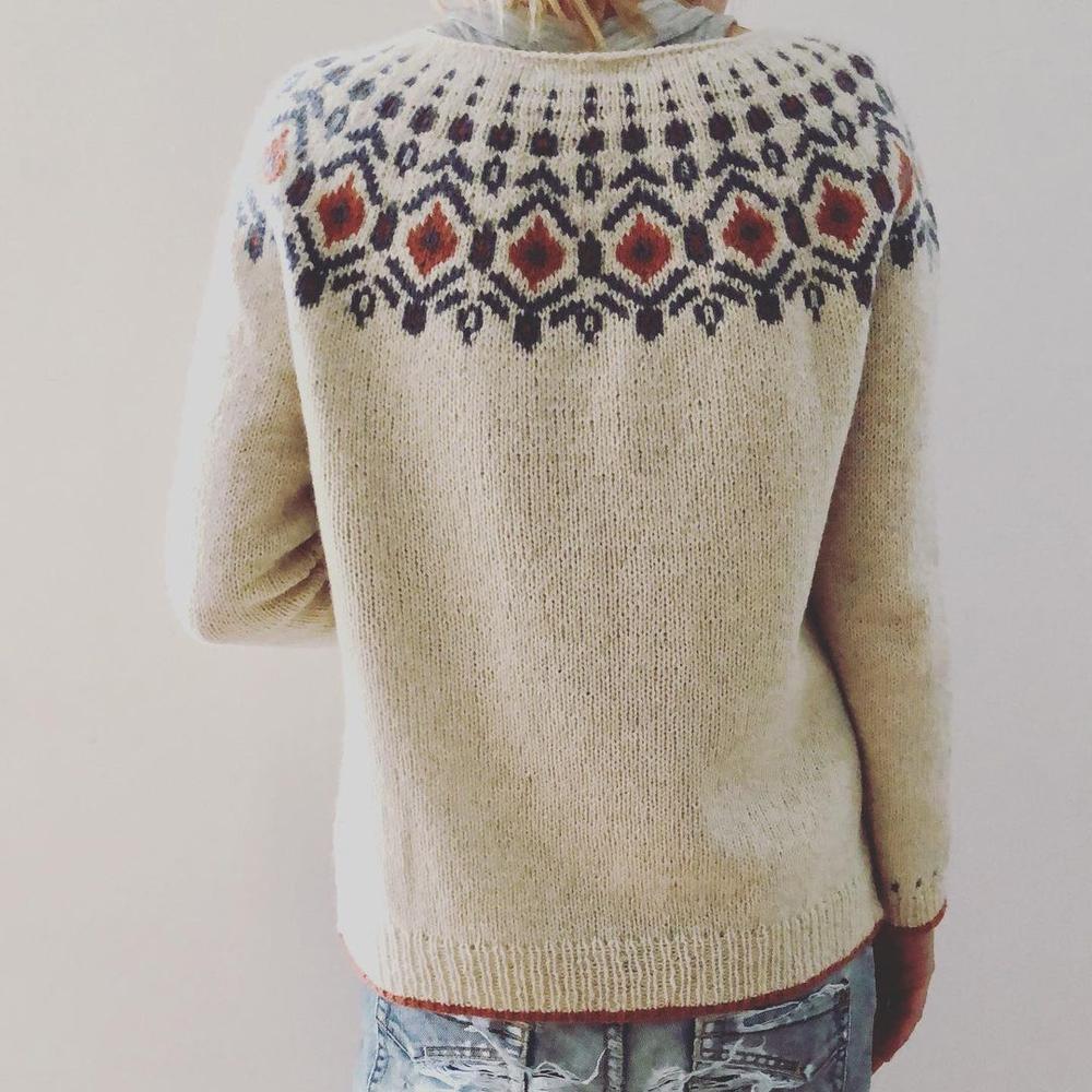 Norweger Grobstrickpullover Damen | Langarm Mit Geometrischem Muster