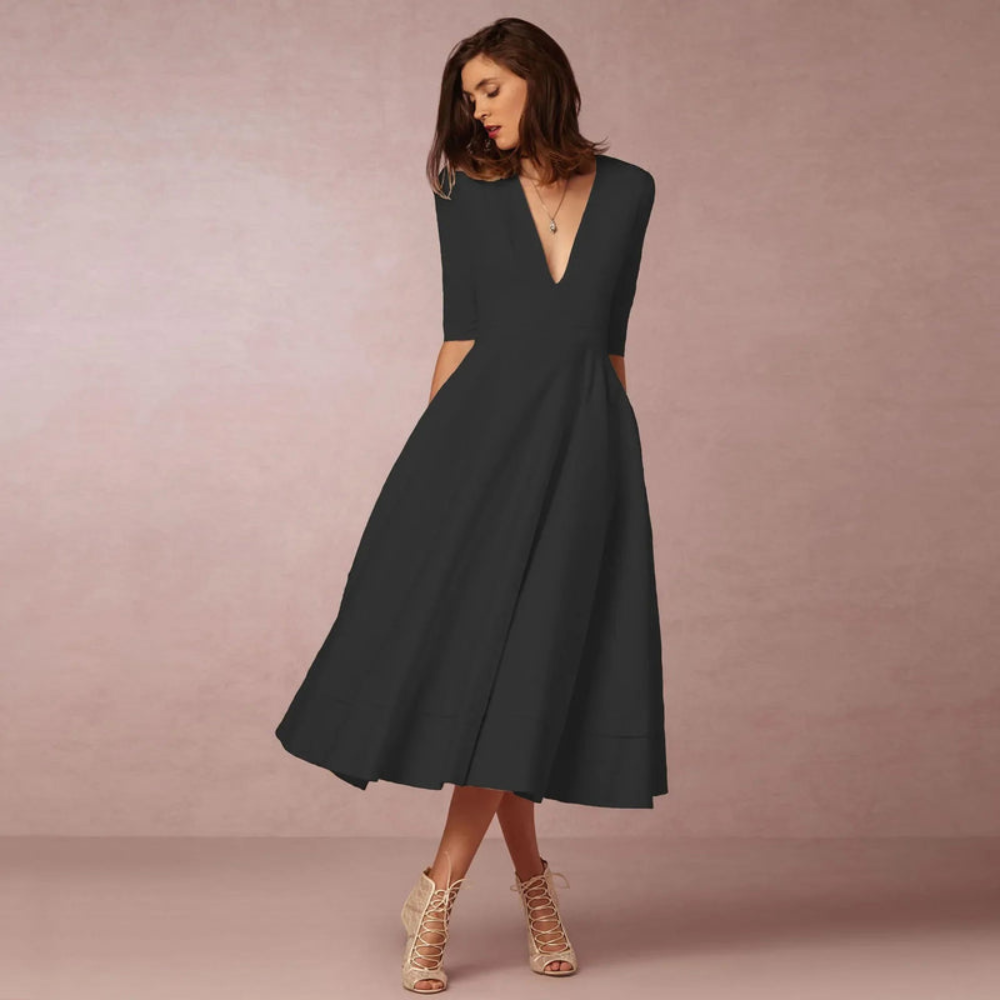 Damen Elegantes Midi Abendkleid | Glamourös für Hochzeiten