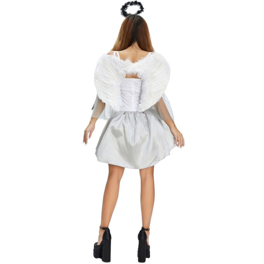 Damen Halloween Kostümkleid | Mini mit Schnürung und Flügeln