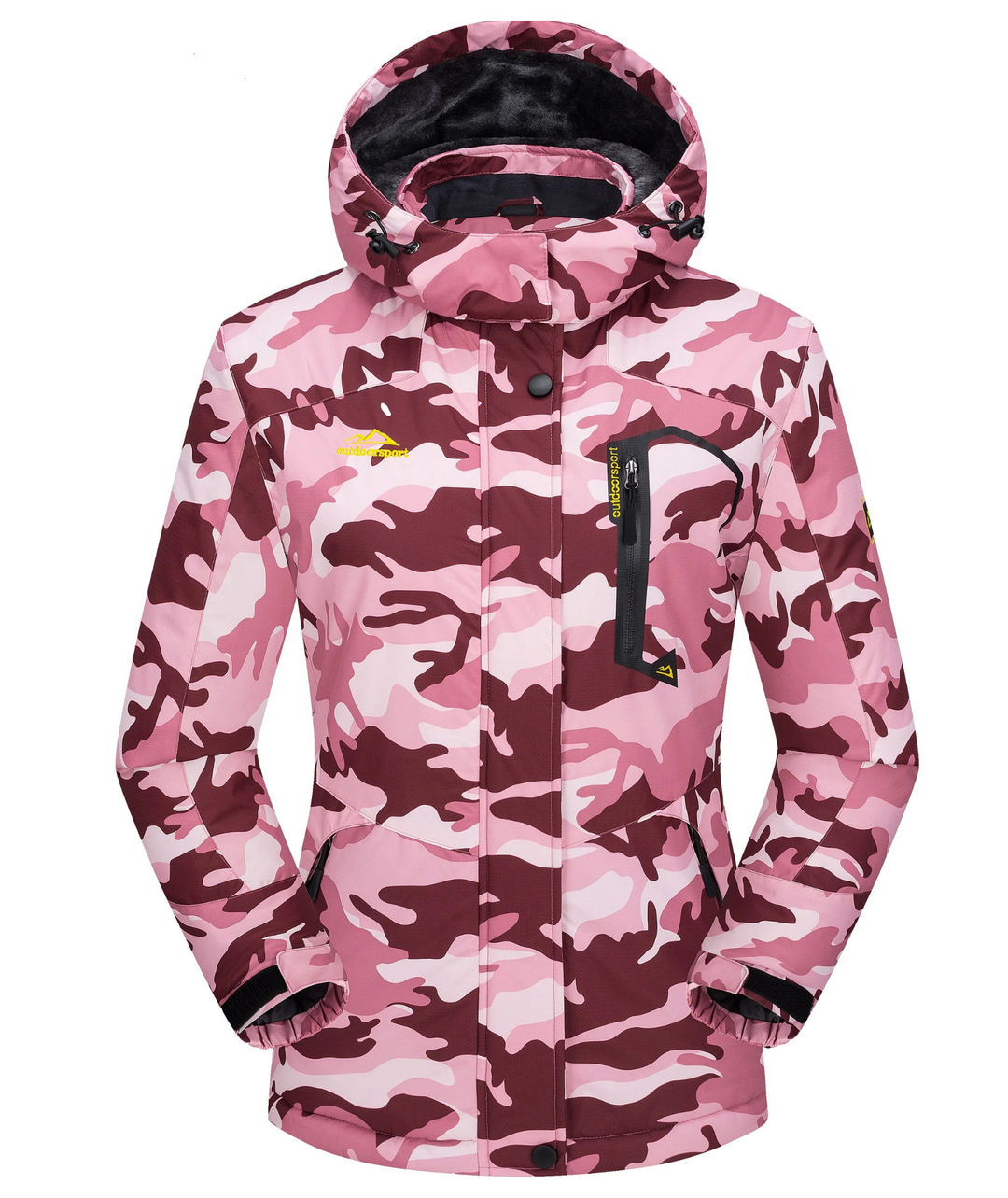 Damen Winter Skijacke | Outdoorjacke mit Kapuze und Reißverschluss