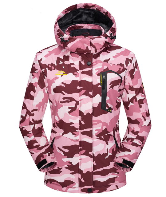 Damen Winter Skijacke | Outdoorjacke mit Kapuze und Reißverschluss