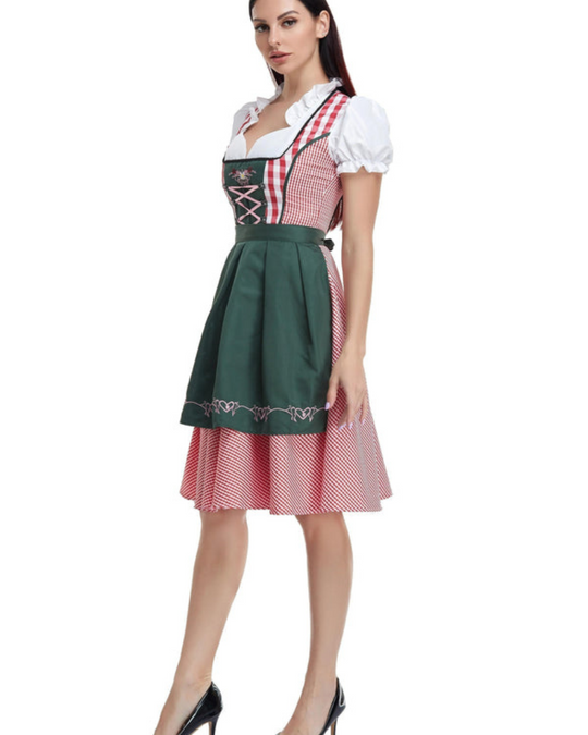 Damen Elegantes Olivgrünes Dirndl Kleid | Midi