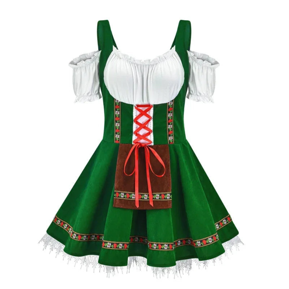 Damen Elegantes Mini Dirndlkleid | Trachtenkleid für Oktoberfest