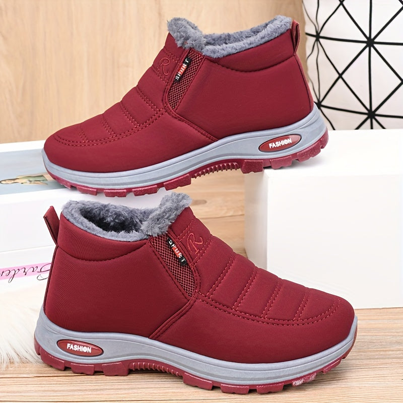 Winterschuhe Damen| Knöchelhoch Slip-On Mit Futter