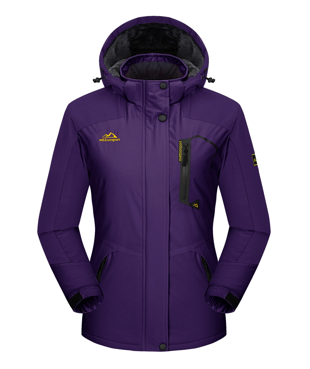 Damen Winter Skijacke | Outdoorjacke mit Kapuze und Reißverschluss