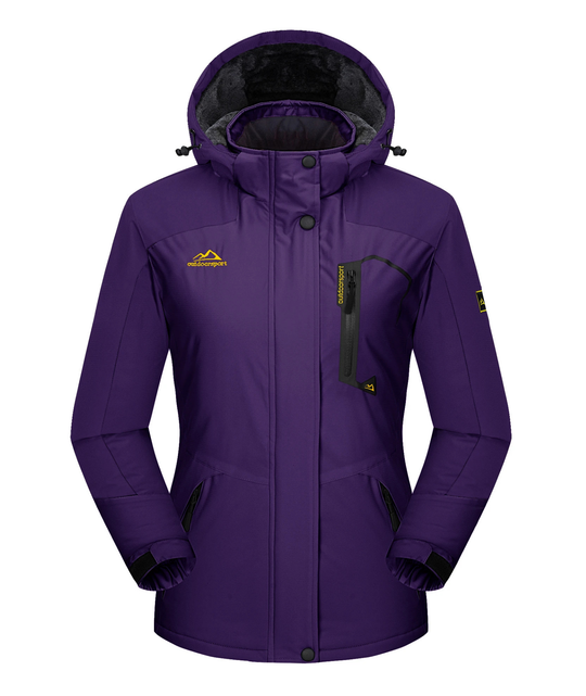 Damen Winter Skijacke | Outdoorjacke mit Kapuze und Reißverschluss