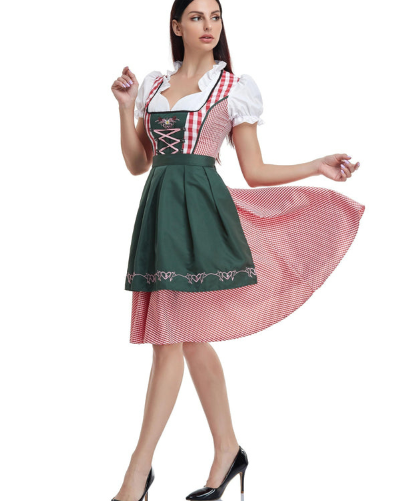 Damen Elegantes Olivgrünes Dirndl Kleid | Midi