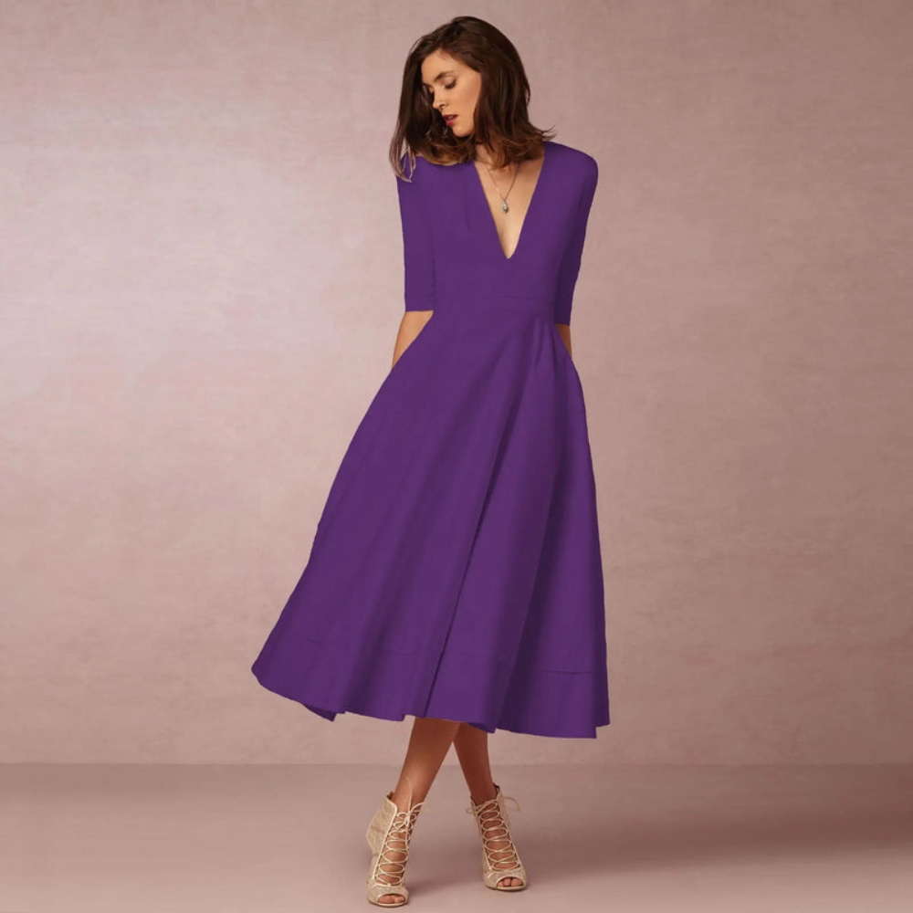 Damen Elegantes Midi Abendkleid | Glamourös für Hochzeiten