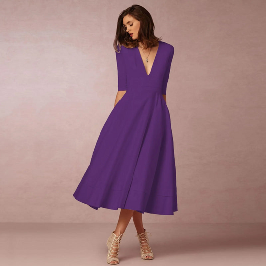 Damen Elegantes Midi Abendkleid | Glamourös für Hochzeiten
