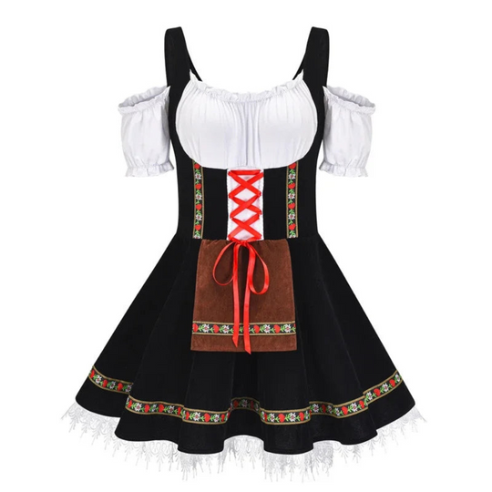 Damen Elegantes Mini Dirndlkleid | Trachtenkleid für Oktoberfest