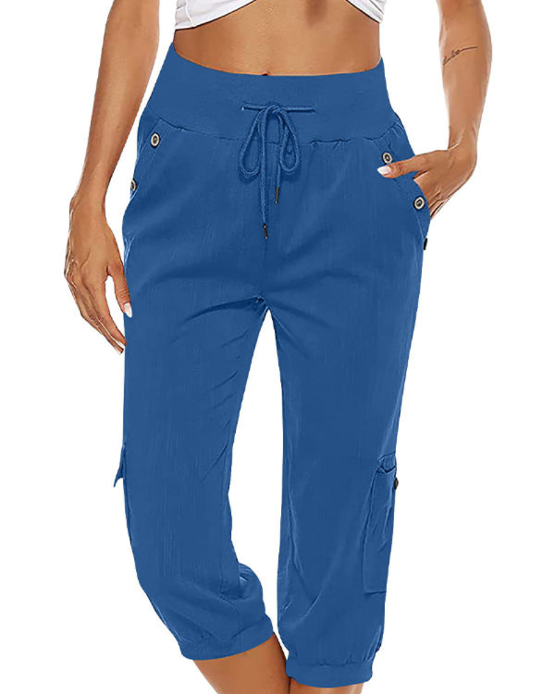 Damen Caprihose mit Komfortbund | Leichte Freizeit Cargohose