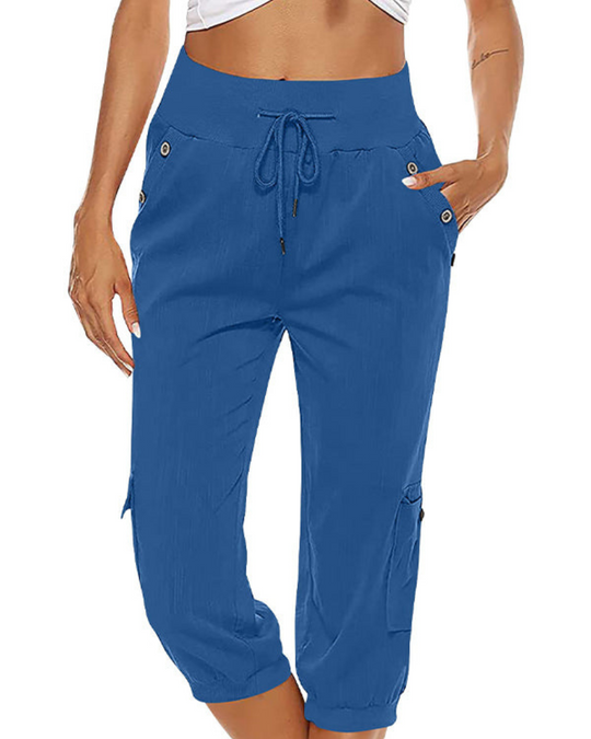 Damen Caprihose mit Komfortbund | Leichte Freizeit Cargohose