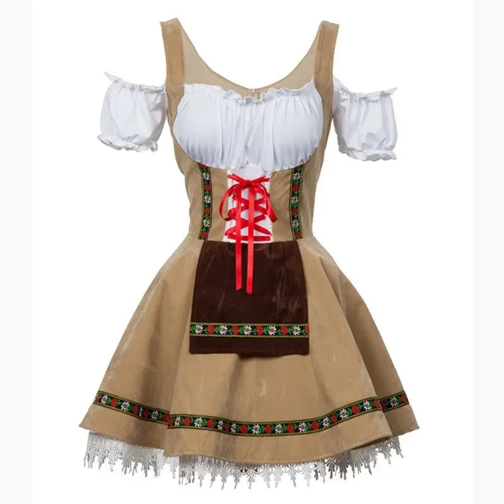 Damen Elegantes Mini Dirndlkleid | Trachtenkleid für Oktoberfest