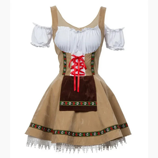 Damen Elegantes Mini Dirndlkleid | Trachtenkleid für Oktoberfest