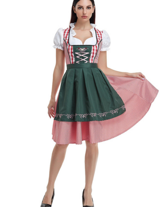 Damen Elegantes Olivgrünes Dirndl Kleid | Midi