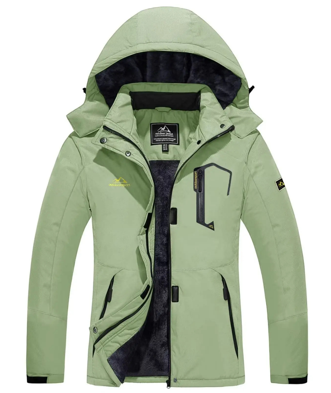 Damen Winter Skijacke | Outdoorjacke mit Kapuze und Reißverschluss
