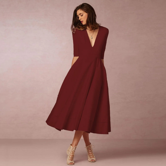Damen Elegantes Midi Abendkleid | Glamourös für Hochzeiten
