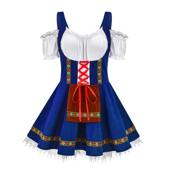Damen Elegantes Mini Dirndlkleid | Trachtenkleid für Oktoberfest