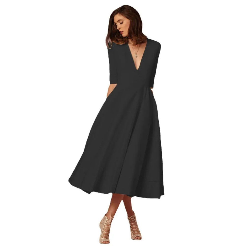 Damen Elegantes Midi Abendkleid | Glamourös für Hochzeiten