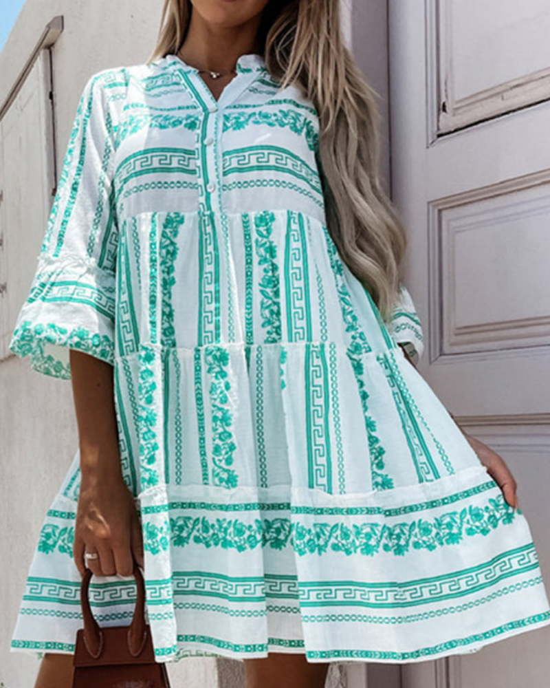 Damen Luftiges Boho Rüschenkleid | Sommer Midi