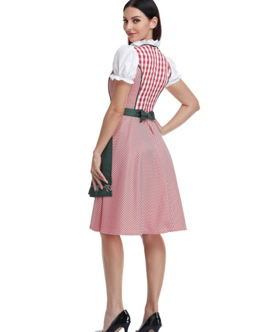 Damen Elegantes Olivgrünes Dirndl Kleid | Midi