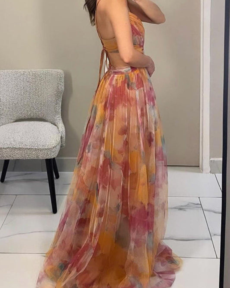 Damen Elegantes Maxikleid | Festlich V-Ausschnitt für Hochzeitsgäste