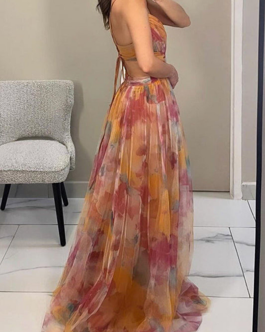 Damen Elegantes Maxikleid | Festlich V-Ausschnitt für Hochzeitsgäste