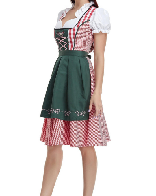Damen Elegantes Olivgrünes Dirndl Kleid | Midi