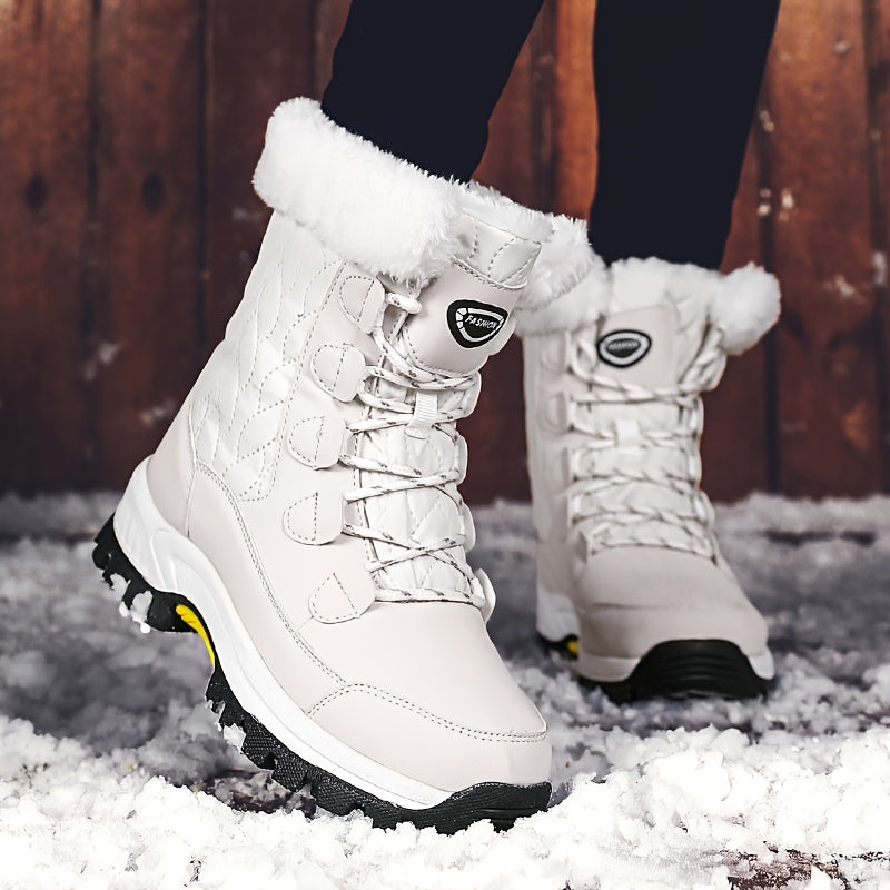 Winterschuhe Damen Stiefel | Knöchelhoch mit Schnürung und Runder Kappe