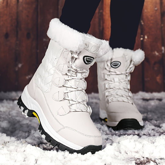 Winterschuhe Damen Stiefel | Knöchelhoch mit Schnürung und Runder Kappe