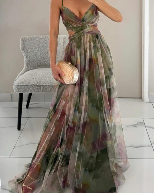 Damen Elegantes Maxikleid | Festlich V-Ausschnitt für Hochzeitsgäste
