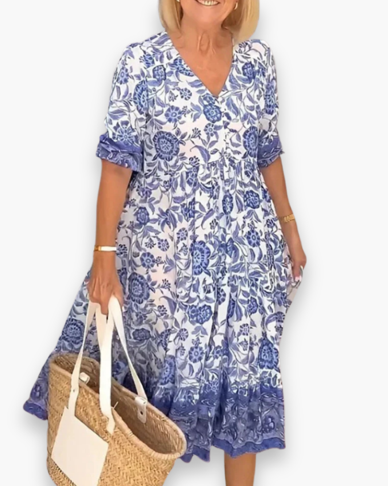 Damen Elegantes Blumenkleid | Midi Sommer