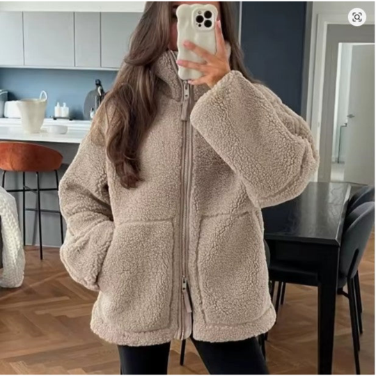 Kuschelige Teddy Damen Jacke | Fleecejacke Mit Stehkragen Für Winter