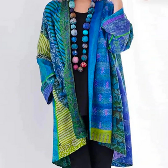 Damen Strickjacke Mehrfarbig Vintage | Lang Offen Geschnitten