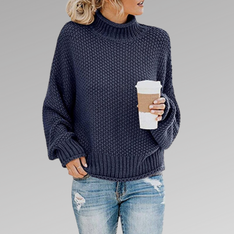Damen Pullover | Strick modern mit hohem Kragen